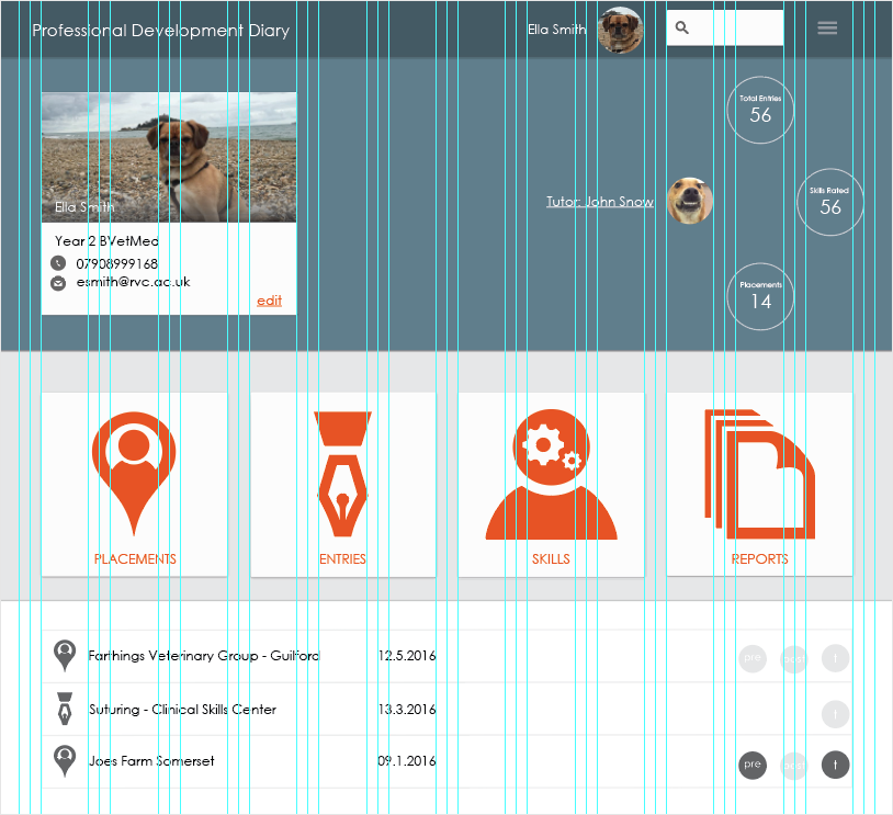 Interface in Bootstrap template