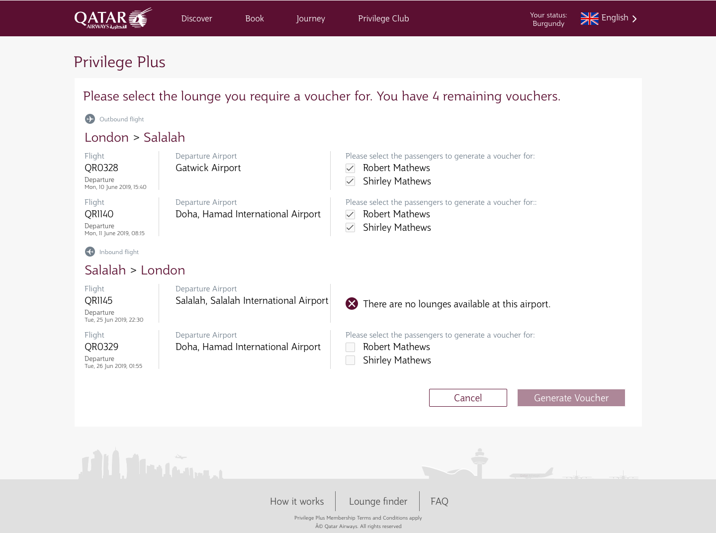 Paid Loyalty Qatar Flight